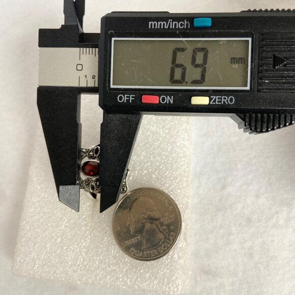 VTG Judith Jack Sterling Silver 925 Art Deco Style Oval Garnet Marcasite Ring - Picture 15 of 16